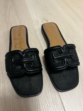 Sam Edelman Black Leather Slides